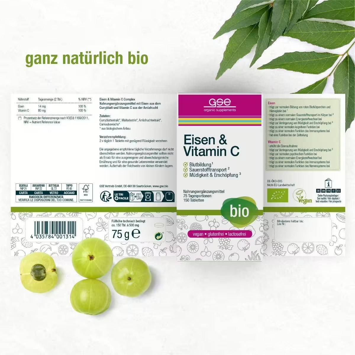 GSE - Iron & Vitamin C (Organic) - 150 Tablets
