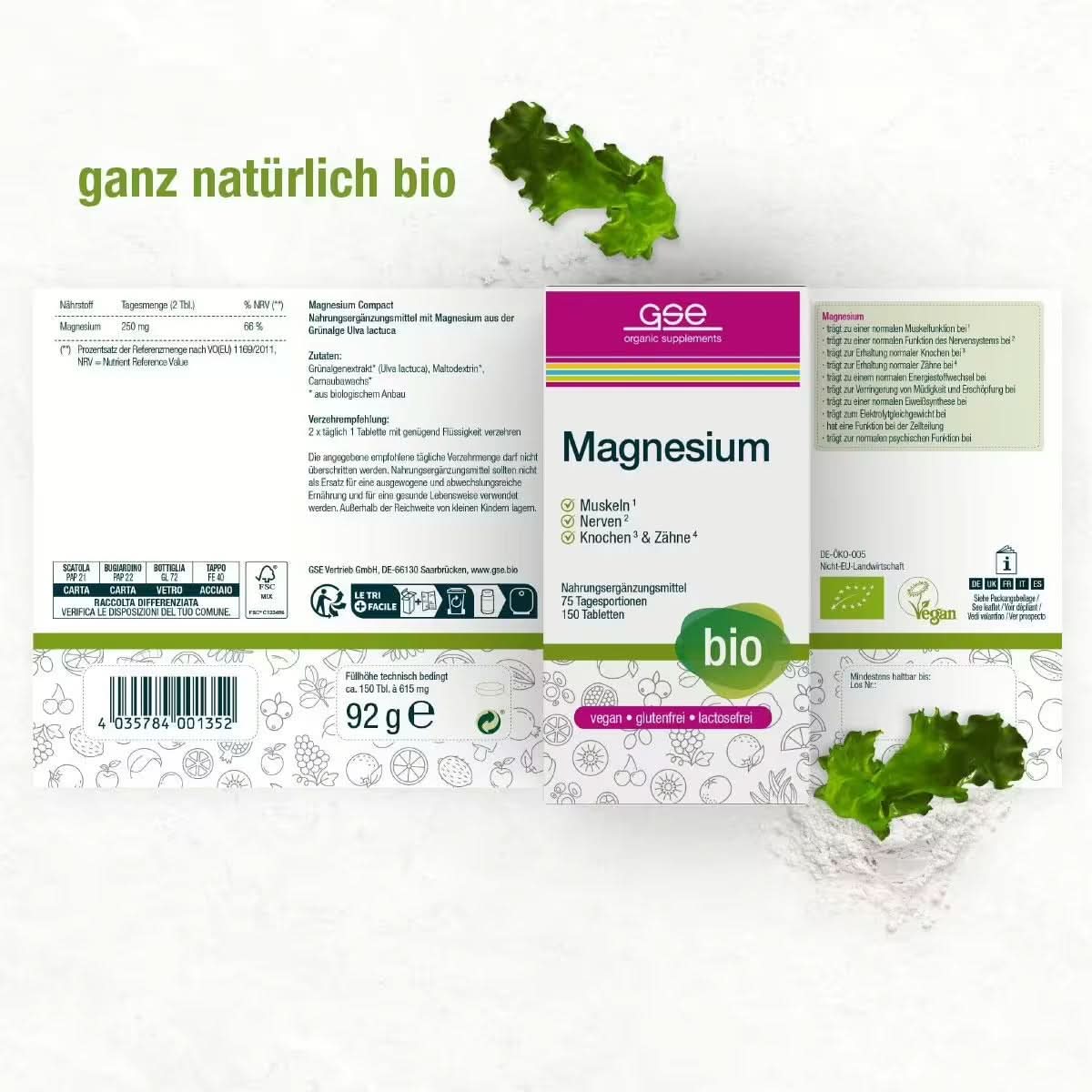 GSE - Magnesium Compact (Organic) - 150 Tablets