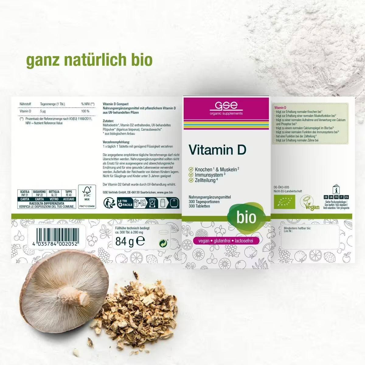 GSE - Vitamine D (Bio) - 300 Comprimés