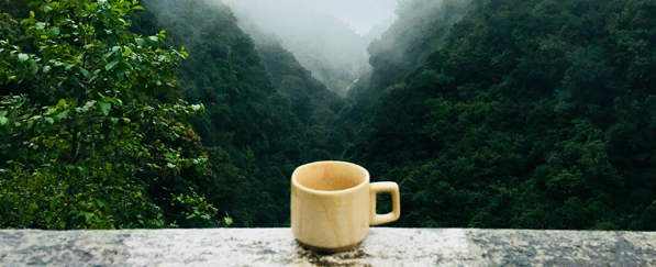 Eine Tasse Tee und eintauchen in bewaldete Täler