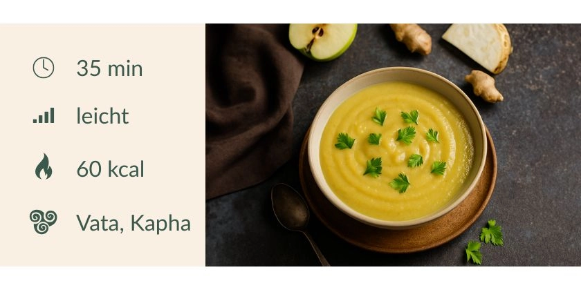 Apfel-Sellerie-Suppe mit Ingwer, Kurkuma & Kokosmilch