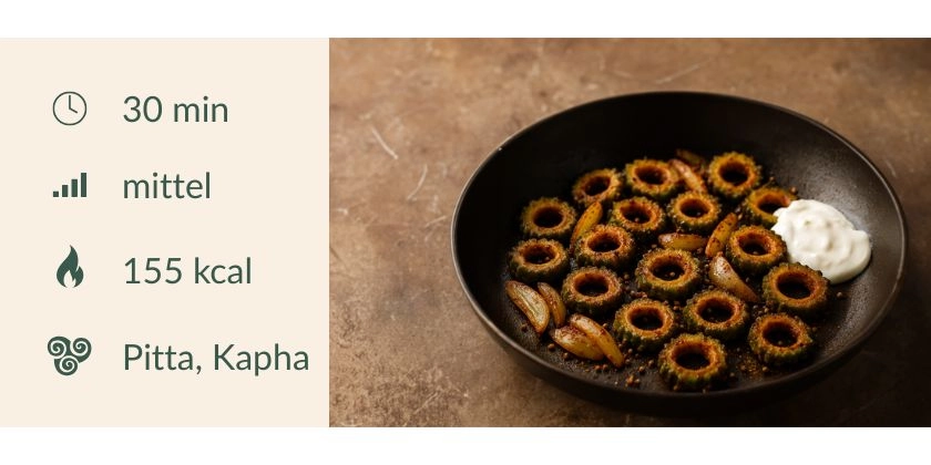 Gebratene Bittergurke mit Gewürzjoghurt